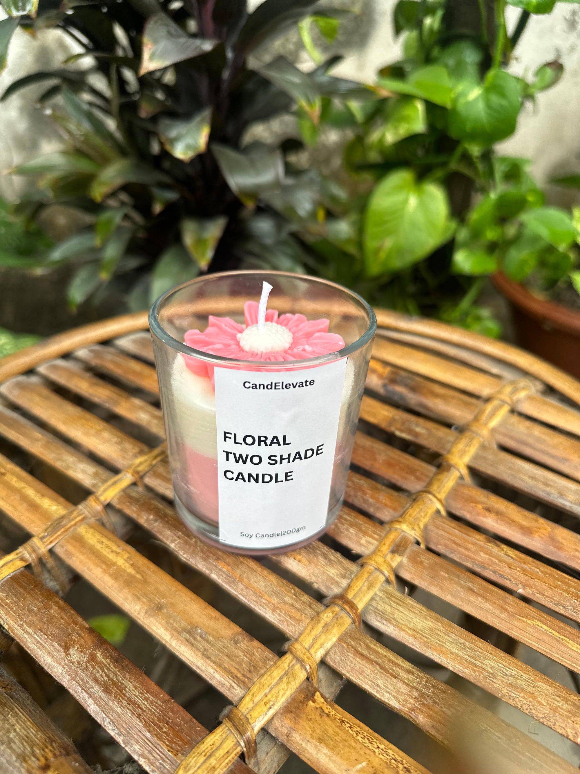 Floral Two Shade Candle/ premium soy wax luxury candle India