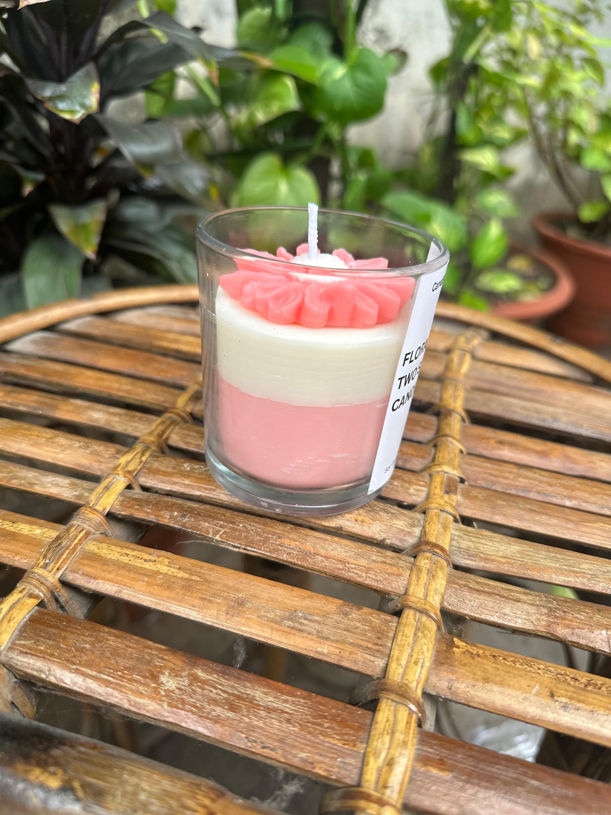 Floral Two Shade Candle/ premium soy wax luxury candle India